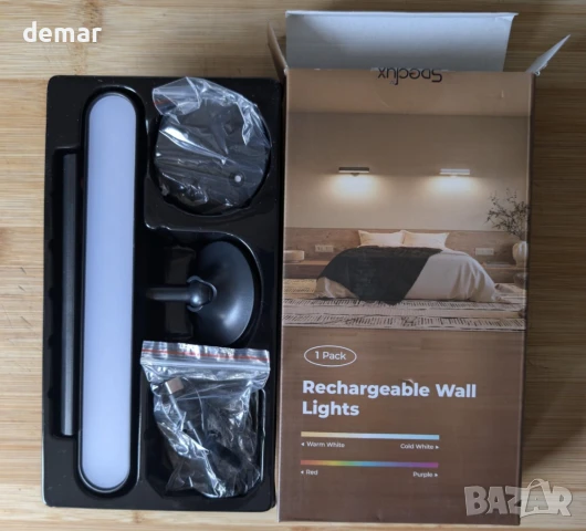 Speclux LED стенна лампа с батерия 7500mAh, 15 RGB цвята, въртене на 360°, (1 брой, черна), снимка 9 - Лед осветление - 51418641