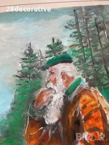 Картина на художник Венелин Петров “Ловец с куче” масло върху платно, снимка 6 - Картини - 48098555