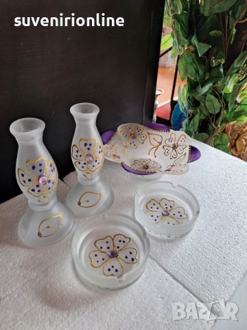 стъклен декоративен комплект, снимка 3 - Декорация за дома - 41001526
