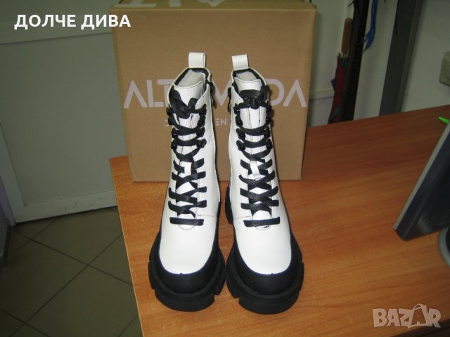 Дамски боти /кубинки/ м.6002 бяли и черни-намаление, снимка 2 - Дамски боти - 34361688