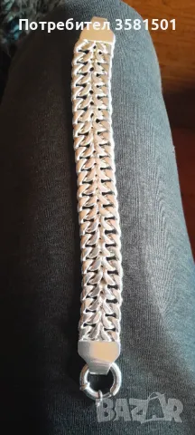 Сребърна Гривна Плетка Двоен Панцер-125грама.🇧🇬, снимка 6 - Гривни - 49368664