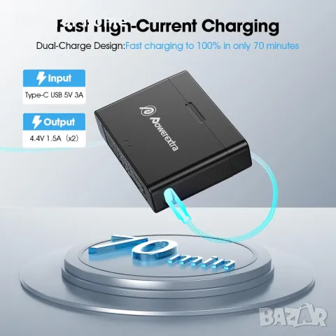 Комплект батерии и зарядно DJI Osmo Action 4 и 3 от Powerextra, снимка 5 - Батерии, зарядни - 48482541