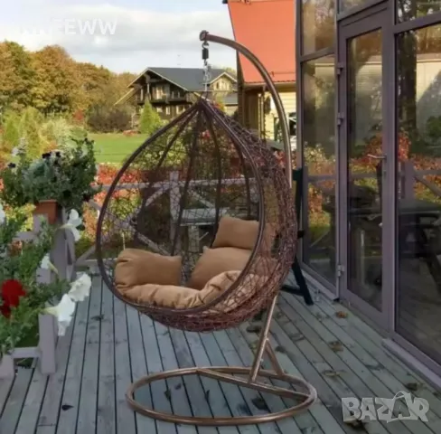 Градинска Люлка Ратанов, Люлка Гнездо тип Яйце , снимка 3 - Градински мебели, декорация  - 49341513