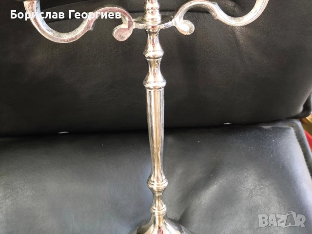 Голям троен свещник метален , снимка 3 - Антикварни и старинни предмети - 52221177