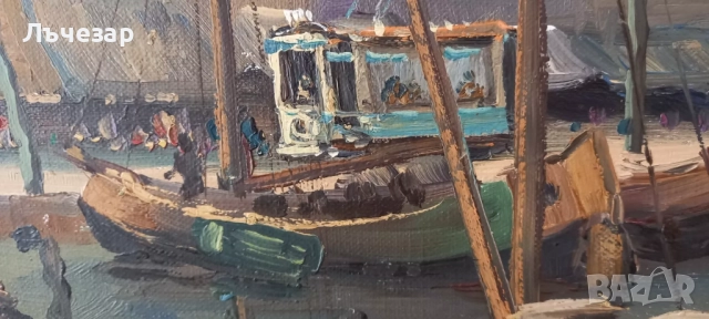 Маслена картина сцена от канал в Амстердам, снимка 6 - Картини - 52380424