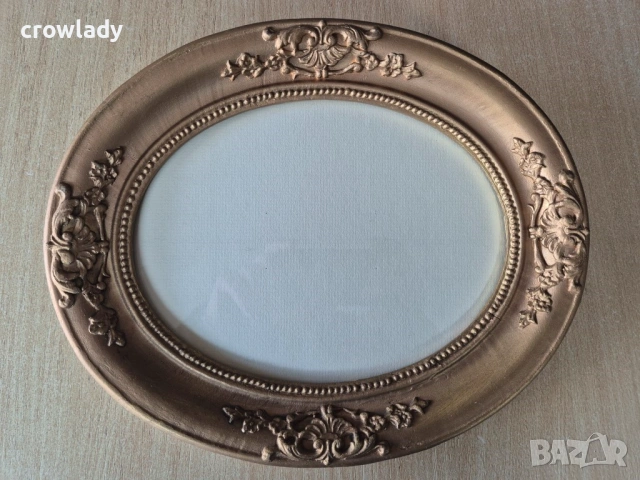 Барокова златна дървена овална рамка за гоблен картина огледало 12