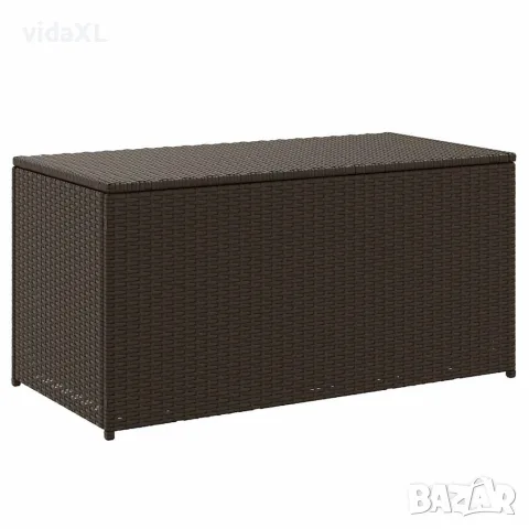 vidaXL Градински сандък за съхранение, полиратан, 100x50x50 см, кафяв