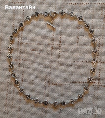 Сребърно колие със сърца, уникално