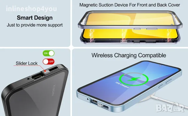 Двоен Магнитен Кейс за Xiaomi 14T със Защита на камерите, снимка 2 - Калъфи, кейсове - 47840185