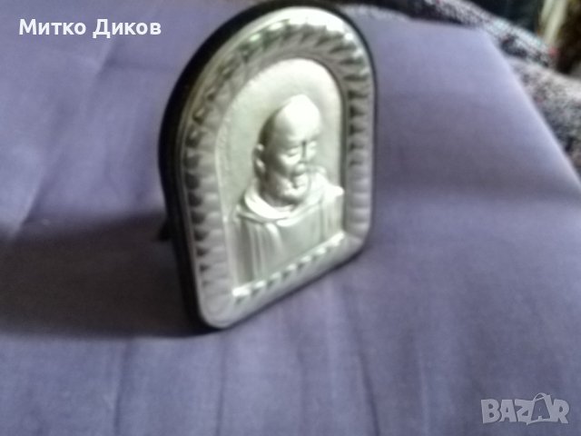Католическа сребърна икона Свети Падре Пио 123х95х8мм, снимка 5 - Икони - 44358684