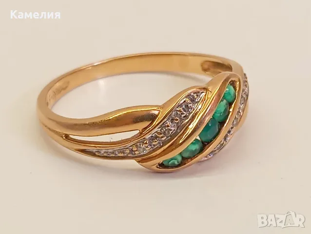 Златен пръстен с брилианти. , снимка 5 - Пръстени - 56093797