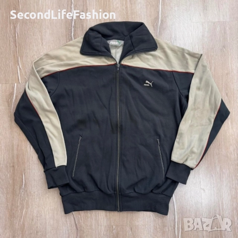 Винтидж спортно яке Puma, мъжко, размер 6 М бежово, тъмносиньо, ретро