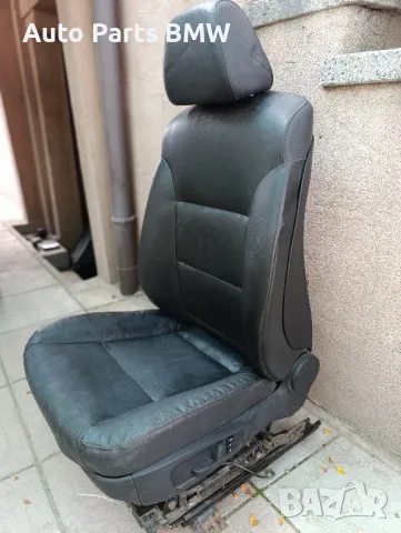 Седалка BMW E60 E61 Шофьорска черна кожена седалка за БМВ Е60 Е61 BMW E60 E61 кожен салон, снимка 2 - Части - 50406751