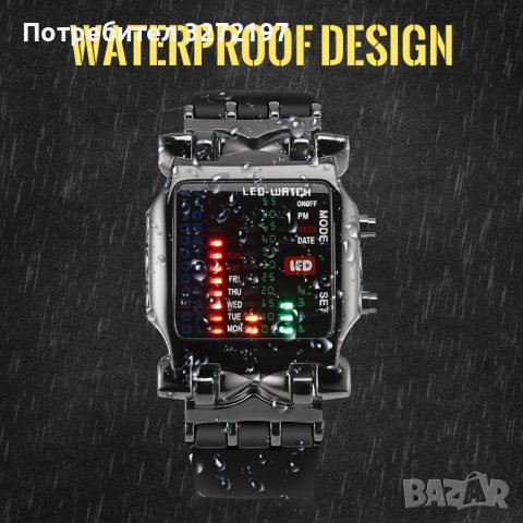 ILOVEDIY LED часовник, модерен дизайн, неръждаема стомана, черен бинарен светещ LED електронен , снимка 5 - Мъжки - 40437509