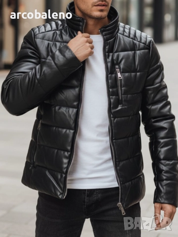 Черно мъжко изолирано кожено яке , снимка 5 - Якета - 52885203