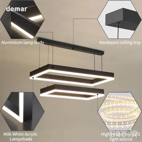 Модерен LED полилей Fordeson, димируем с дистанционно, 2 слоя, снимка 5 - Полилеи - 47715371