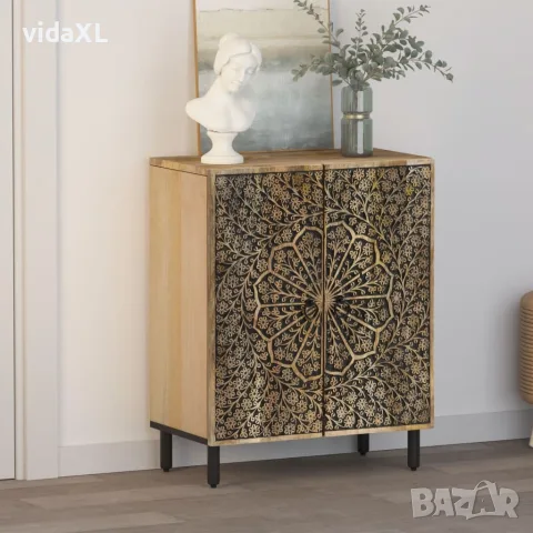 vidaXL Страничен шкаф 60x33x75 см манго масивно дърво, снимка 3 - Бюфети - 56147312