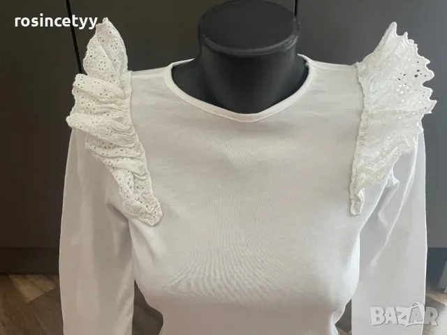 бяла с дантелки, снимка 3 - Блузи с дълъг ръкав и пуловери - 36164520