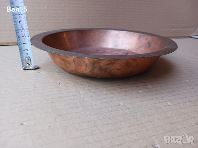 Стара медна , бакърена чиния , датирана - 1938 г, снимка 3 - Антикварни и старинни предмети - 52133300