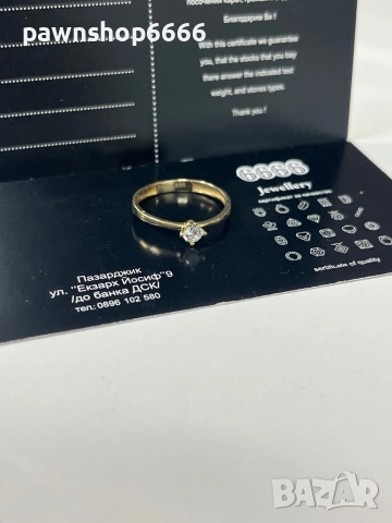Златен пръстен 14 к, снимка 5 - Пръстени - 53454752