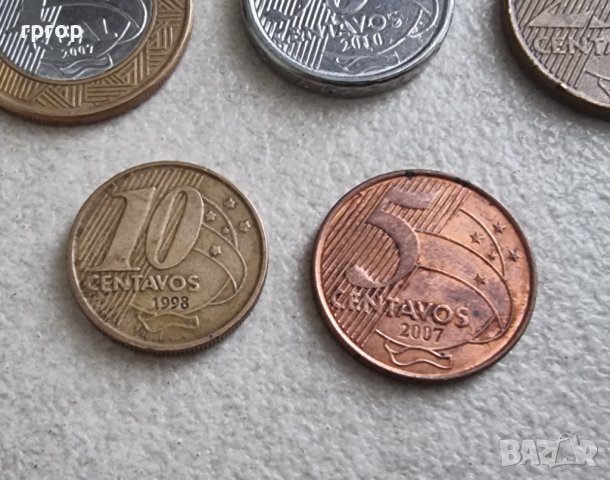 Монети. Бразилия. 5, 10 ,25 и 50 сентавос и 1 реал. 5 бр., снимка 4 - Нумизматика и бонистика - 41700275