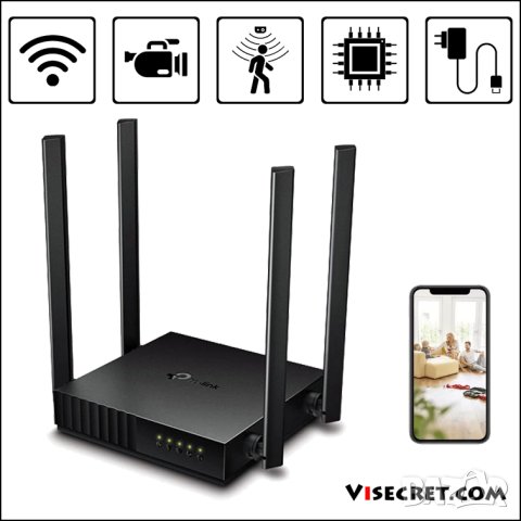 4K WiFi скрита камера в истински рутер - Шпионска камера, снимка 1 - IP камери - 30266584