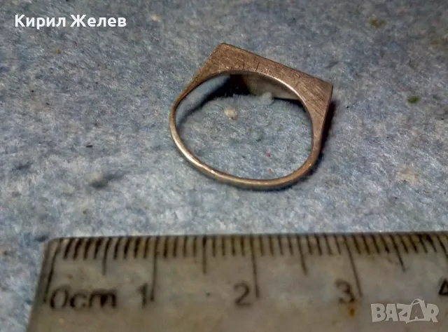 СТИЛЕН СРЕБЪРЕН ПРЪСТЕН СРЕБРО ВИСОКА ПРОБА с ШЛИФОВАН ЧЕРЕН ОНИКС РЪЧНА ВИНТИДЖ АРТ РАБОТА 31188, снимка 4 - Пръстени - 49148716