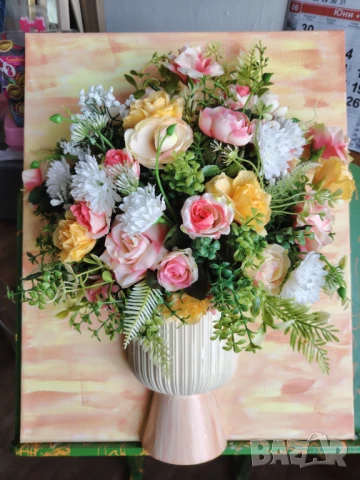 Флорално пано с 3Д цветя