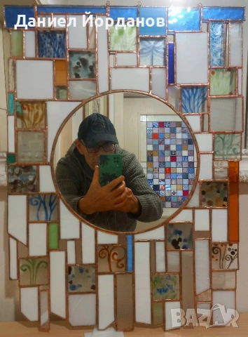 Огледало - Витраж в синьо и бяло, снимка 5 - Огледала - 53575821