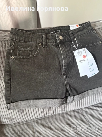 Дънкови къси панталони mom high waist размер 34, снимка 3 - Къси панталони и бермуди - 51468839