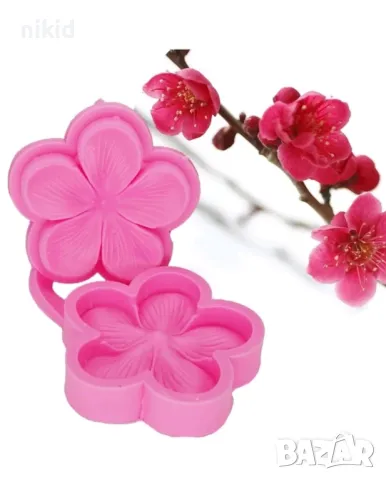 Цвете сливов цвят силиконов молд вейнър украса фондан торта декор