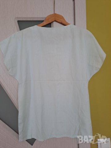 Лятна дамска светлосиня блуза с бродерия отпред, снимка 4 - Блузи с дълъг ръкав и пуловери - 41578909