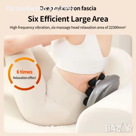 Професионален клас Електрически фитнес масажор с дълбока вибрация с 6 глави, снимка 5 - Масажори - 48457163