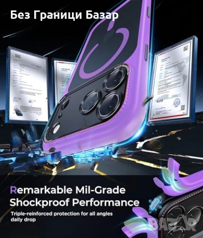 Нов Магнитен удароустойчив кейс с защита за камера за iPhone 17 Pro Max Айфон, снимка 6 - Калъфи, кейсове - 51938537