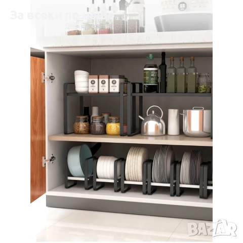 Многофункционален метален органайзер за дъски, капаци, чинии и тенджери, снимка 5 - Аксесоари за кухня - 51920975