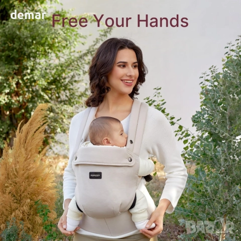 Бебешко кенгуру Momcozy PureHug, чист памучен слинг за 3-24 месеца, снимка 6 - Кенгура и ранички - 52432851