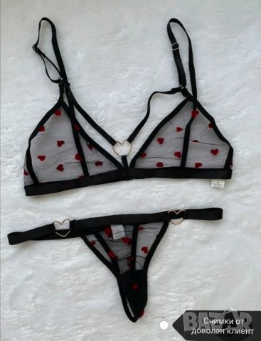 Дамско бело комплект прозрачни сутиен и прашки , снимка 6 - Бельо - 41813056