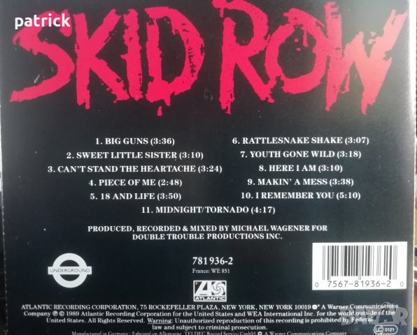 SKID ROW, снимка 4 - CD дискове - 41886414