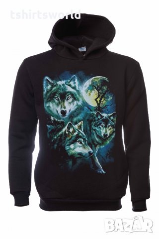 Нов детски суичър с дигитален печат Три вълка, пълнолуние, Серия вълци, снимка 7 - Детски анцузи и суичери - 34524342