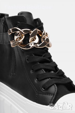 Дамски, кожени кецове в черно с бяла подметка 37/41, снимка 4 - Кецове - 35928061