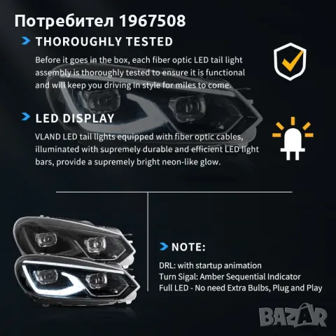 Комплект FULL LED фарове с начална анимация за VW GOLF 6 2008 - 2012, снимка 11 - Части - 49577990