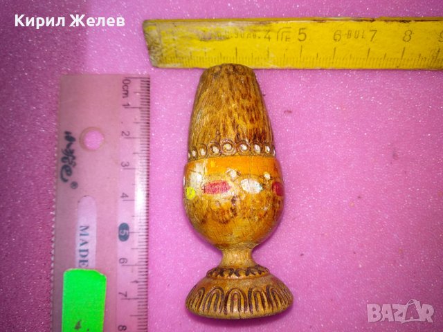 СТАРА ДЪРВЕНА ПИРОГРАФИРАНА МИНИАТЮРА ЧАШКА - МОЛИВНИК За КОЛЕКЦИЯ ДЕКОРАЦИЯ 26049