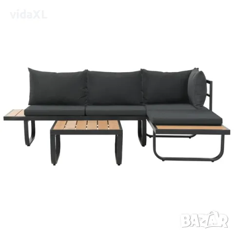 vidaXL Градински ъглов комплект с възглавници, 2 части, алуминий, WPC(SKU: 44704), снимка 2 - Дивани и мека мебел - 56063303