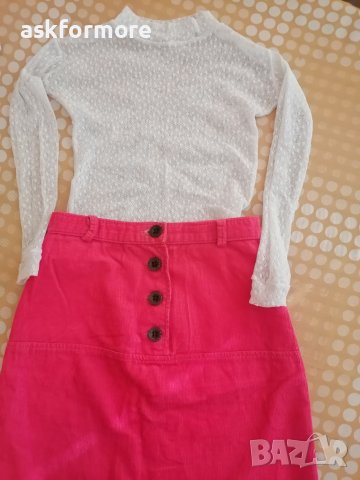 Джинсова пола с блузка , снимка 1 - Детски Блузи и туники - 44600717