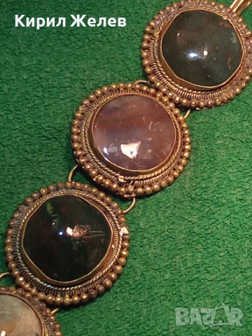 СТАРИННА ОСМАНСКА СКЪПОЦЕННА САЧАНЕНА ГРИВНА ИКРУСТИРАНА с НЕФРИТ и МАЛАХИТ РЪЧНА МАЙСТОРСКА 27271, снимка 2 - Антикварни и старинни предмети - 34972908