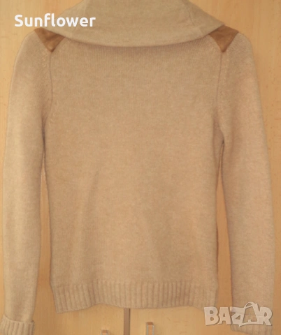 Жилетка Massimo Dutti от бежова камилска вълна и велур, размер S , снимка 6 - Жилетки - 53852998