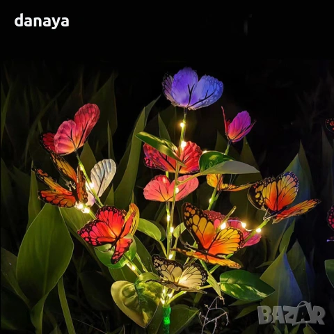 6427 Соларна лампа на колче пеперуди, 65 см, снимка 6 - Градински мебели, декорация  - 53643217