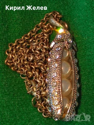 СРЕБРИСТО ОРИГИНАЛНО АРТ КОЛИЕ МЕДАЛЬОН с ВГРАДЕНИ ПЕРЛИЧКИ и КРИСТАЛИ 16565, снимка 17 - Колиета, медальони, синджири - 30711712