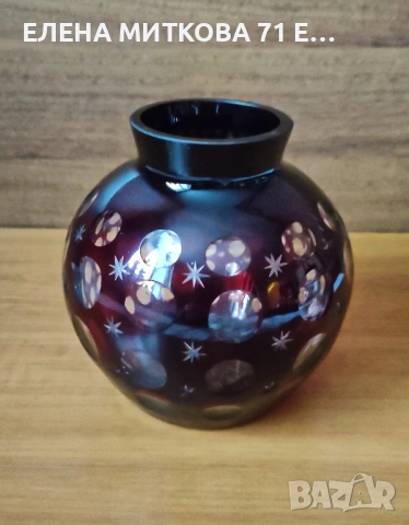 Прекрасна ваза от цветен кристал във формата на сфера, снимка 6 - Вази - 53420088