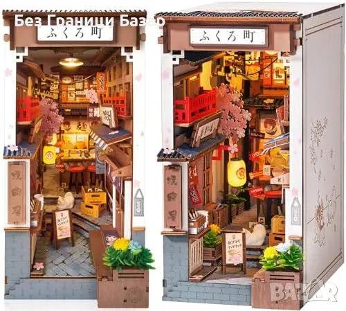 Нов Book Nook Комплект – Японска Уличка, 3D Дървена Миниатюра, Макет, снимка 2 - Други - 49511467